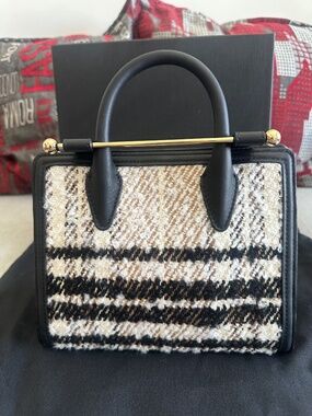 Strathberry Mini Tote Black Bouclé Tartan Limited Edition | Full Set
